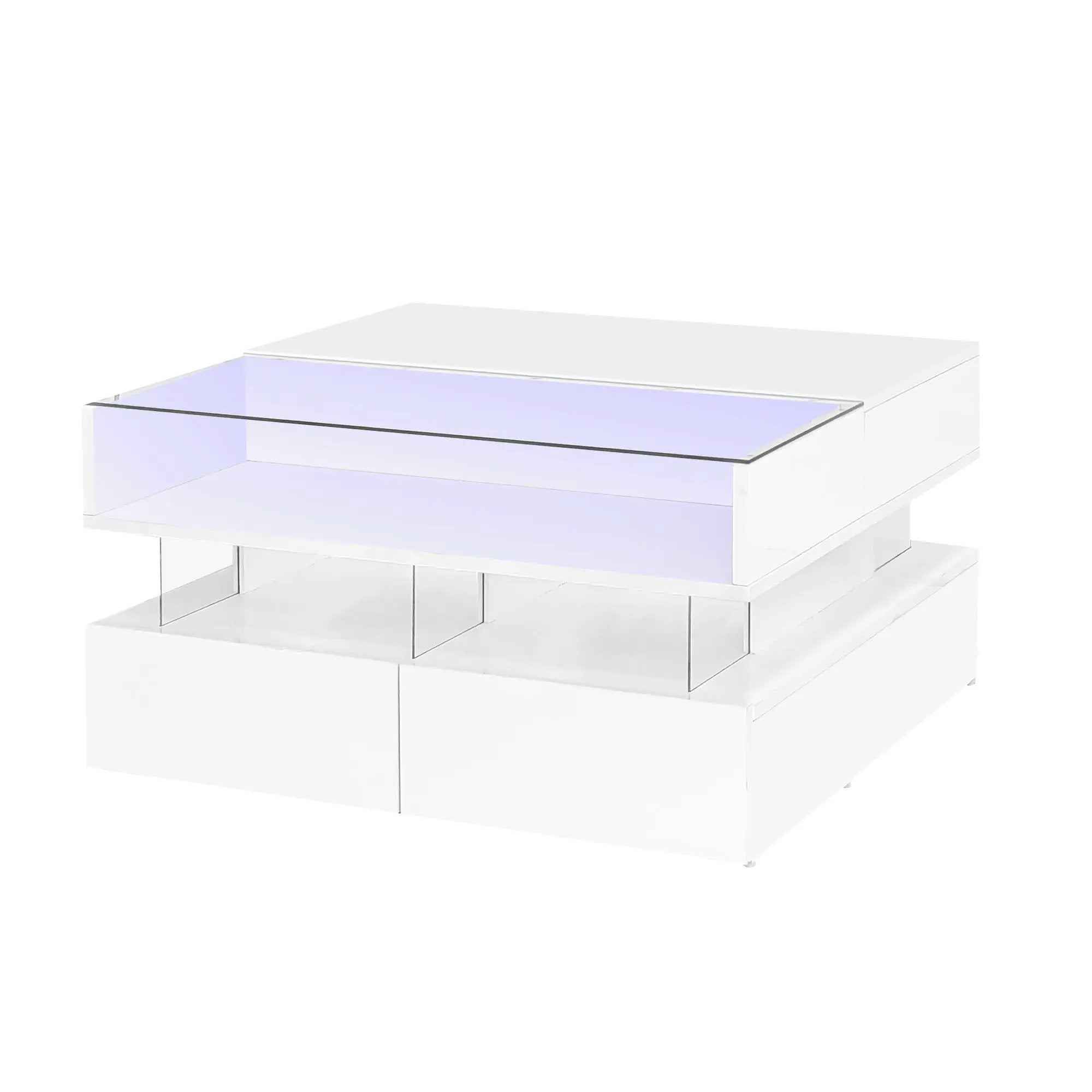Lift Top Coffee Table With 2 Drawers, Hidden Space And LED Lights For Living Room by HouseOfZazla