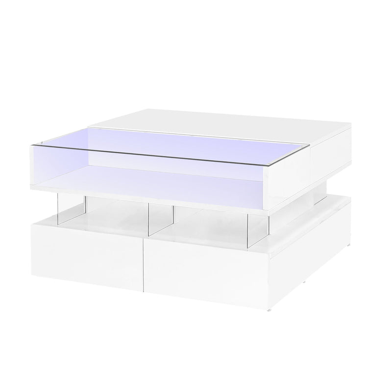 Lift Top Coffee Table With 2 Drawers, Hidden Space And LED Lights For Living Room by HouseOfZazla