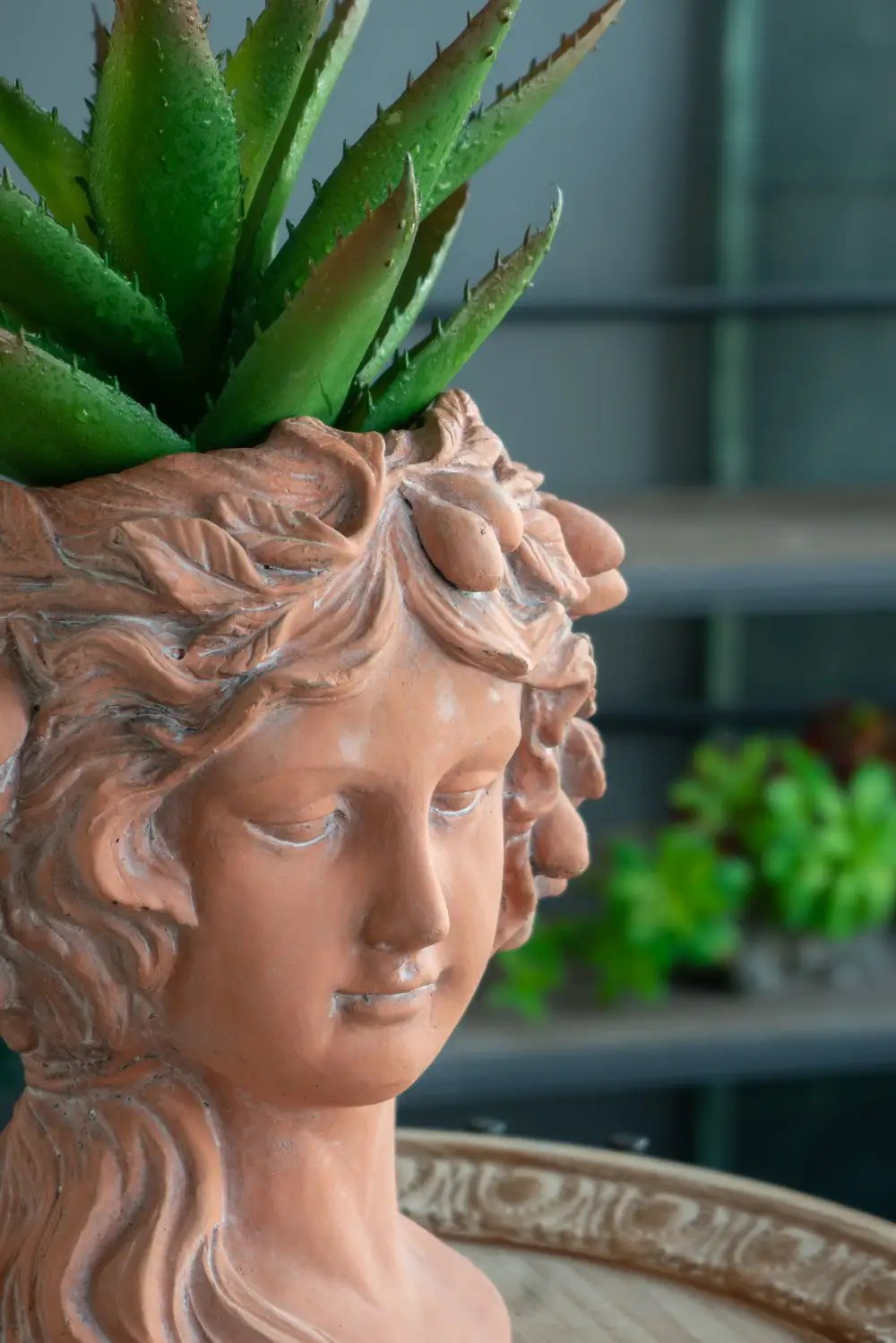 8X9X11.5" Head Bust Planter, Greek Style Cement Head Planter, Indoor Outdoor Home Garden Decor - Brown by HouseOfZazla