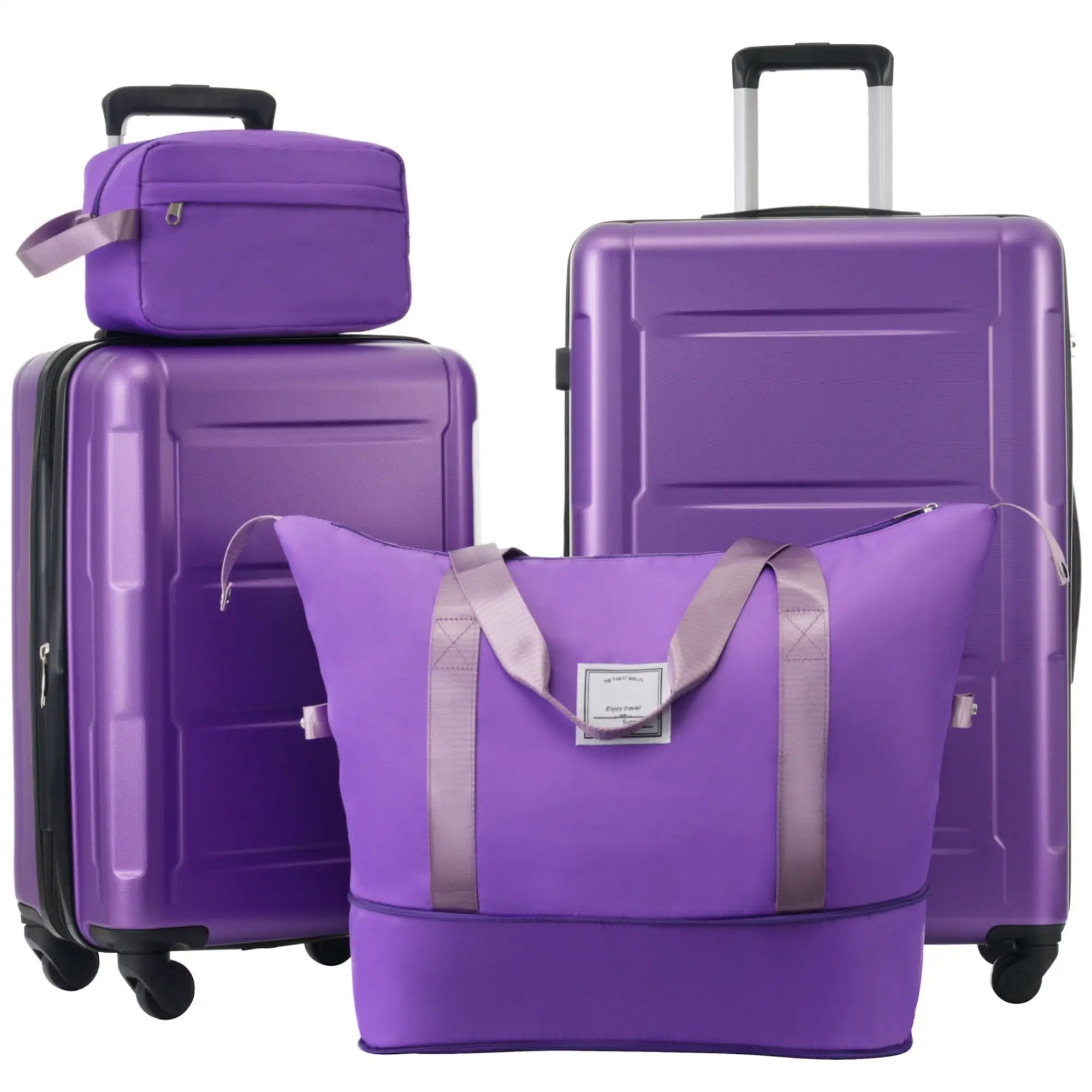 2 Piece Luggage Set With Bags Expanable Spinner Wheels ABS Lightweight Suitcase With Tsa Lock 20" / 24" by HouseOfZazla