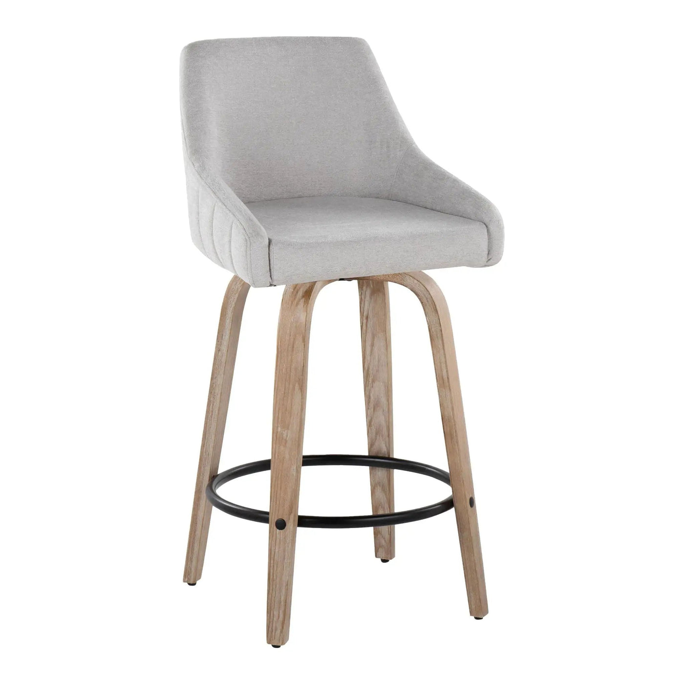 Hannah - Transitional Fixed Height Counter Stool With Swivel With Round Footrest (Set of 2) by HouseOfZazla