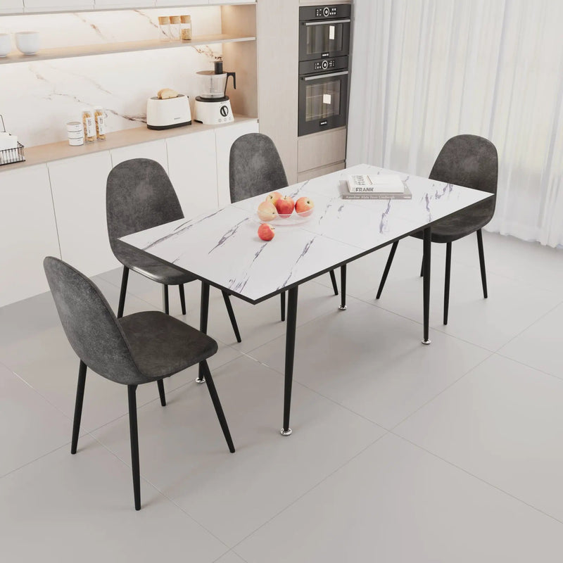 Modern Extendable Dining Table And Chair Set For 2 - 6 People by HouseOfZazla