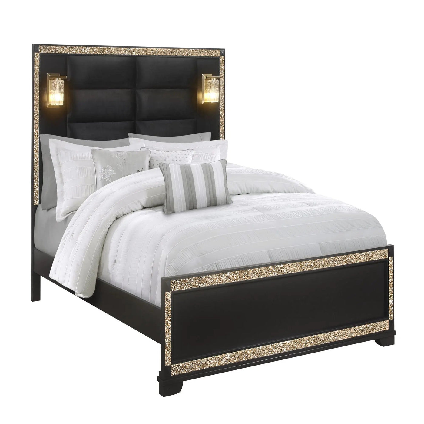 Lively - Bedroom Set With Glitter Detail And Padded Headboard by Unique Piece Furniture