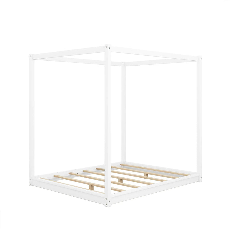 Wood Canopy Platform Bed With Support Legs And Airflow Slats by Unique Piece Furniture
