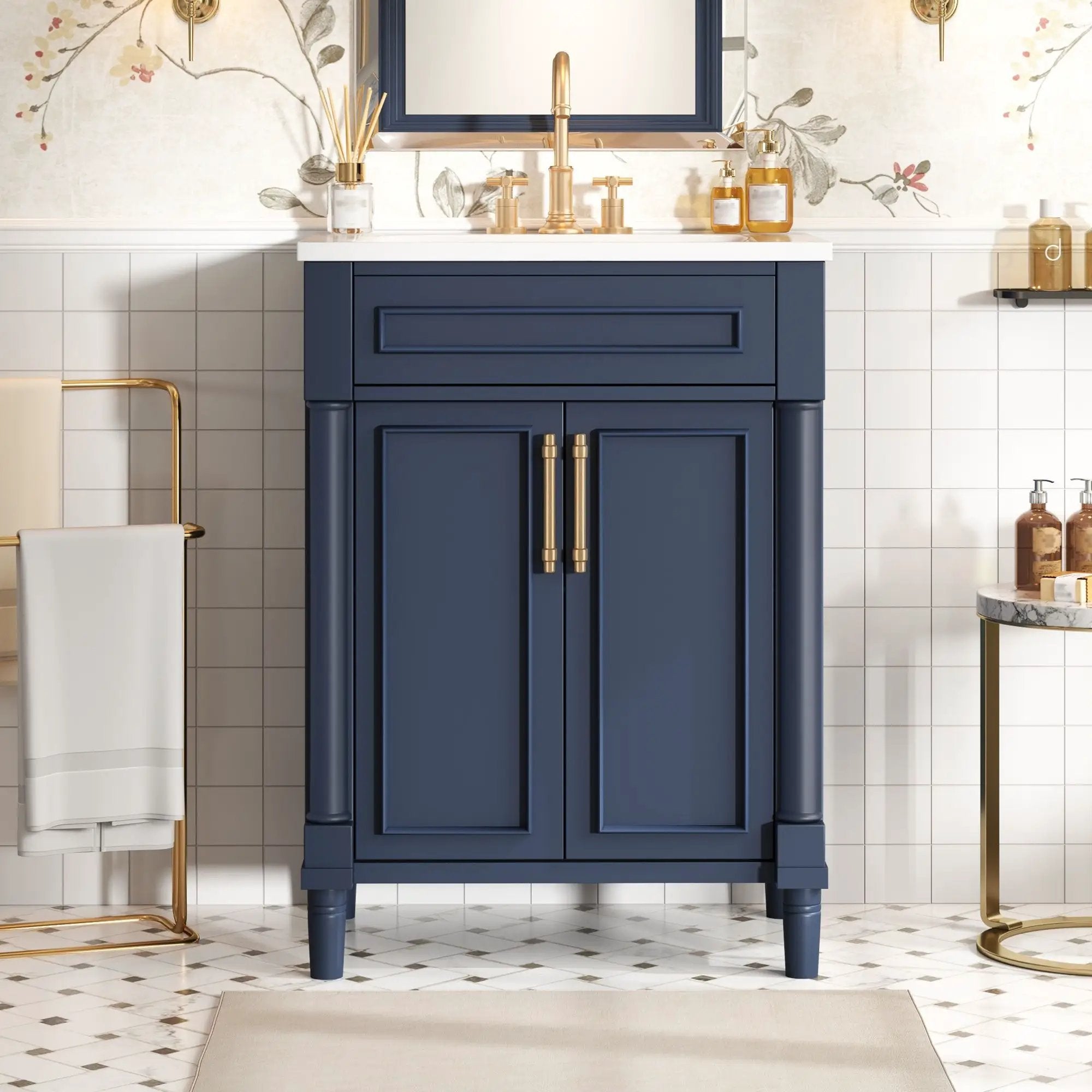 Bathroom Vanity With Integrated Sink, 2 Door Cabinet, Single Sink For Small To Medium Bathrooms by Unique Piece Furniture