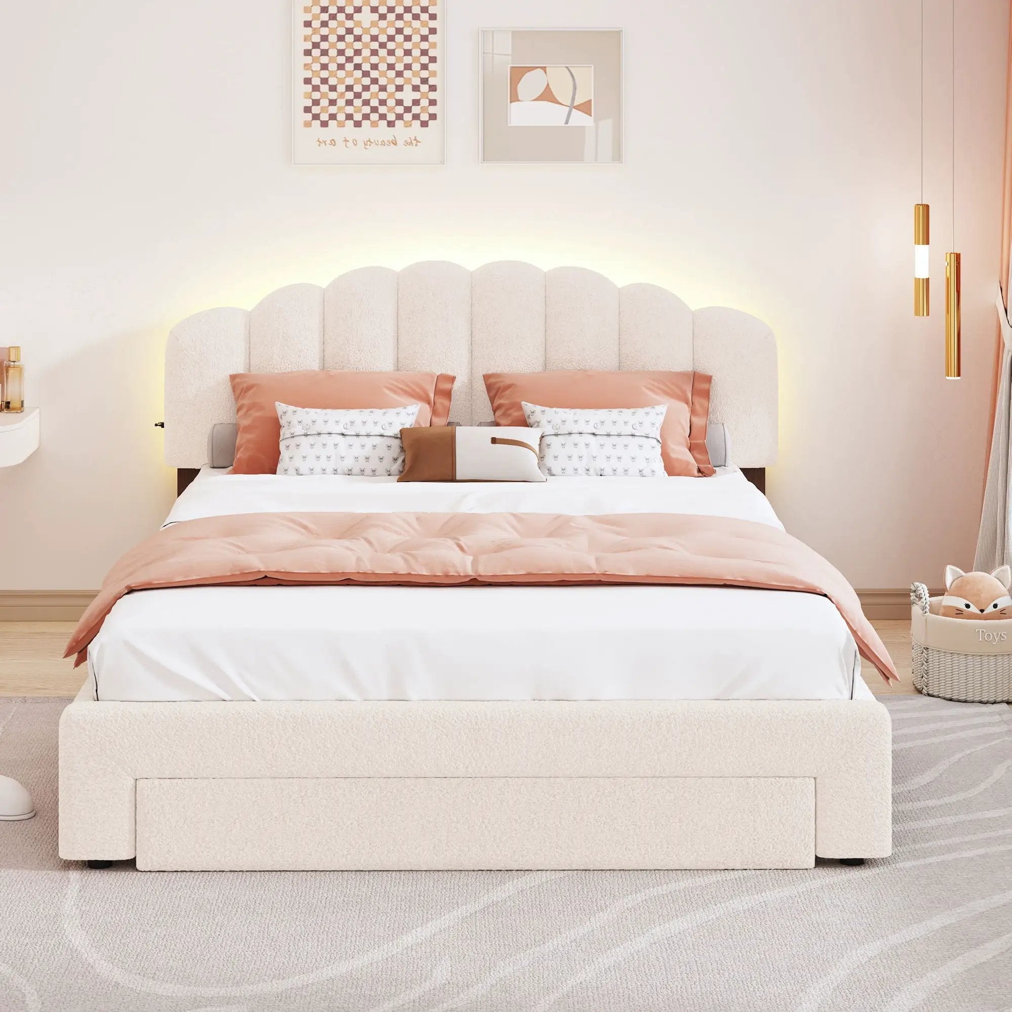Upholstered Platform Bed With Drawer by Unique Piece Furniture