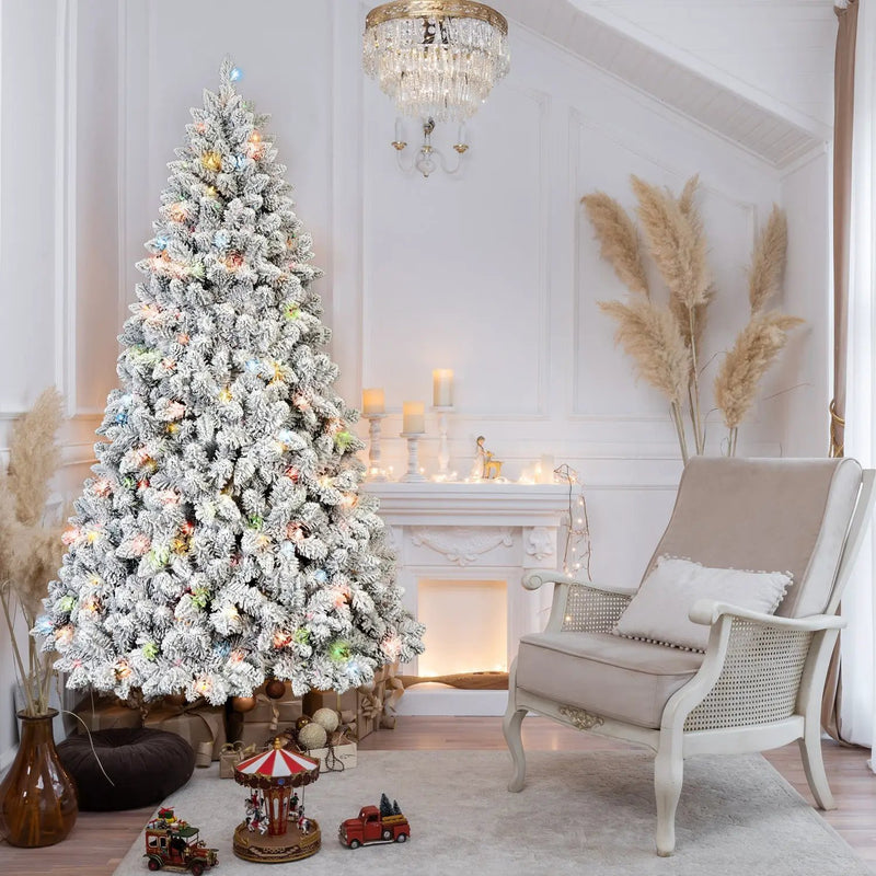 7FT Flocked Christmas Tree with 500 Colorful UL Lights by HouseOfZazla