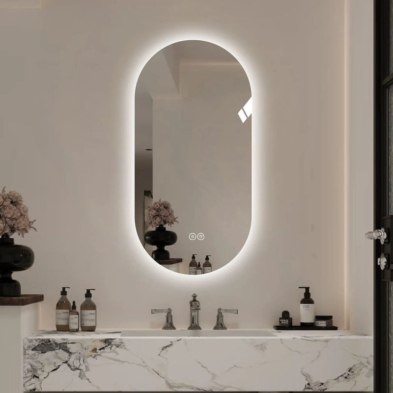 Smart Wall Mounted LED Touch Screen Mirror With Anti Fog Function And Adjustable Lighting - Antique Silver by HouseOfZazla