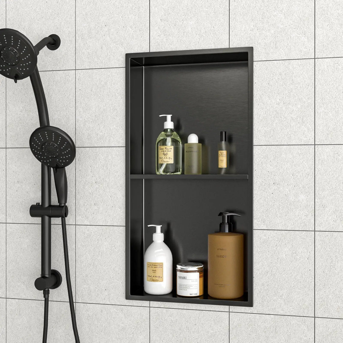 Modern Stainless Steel Shower Niche Double Shelf For Bathroom by HouseOfZazla