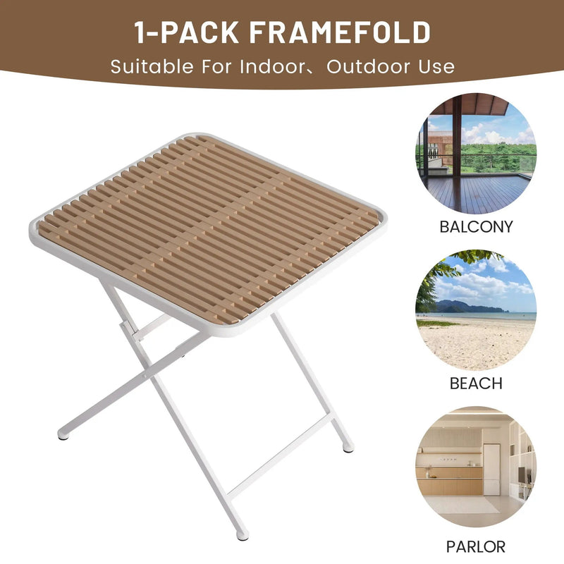 Modern Folding Square Table, Water Proof And Wear Resistant - Apricot / White by HouseOfZazla