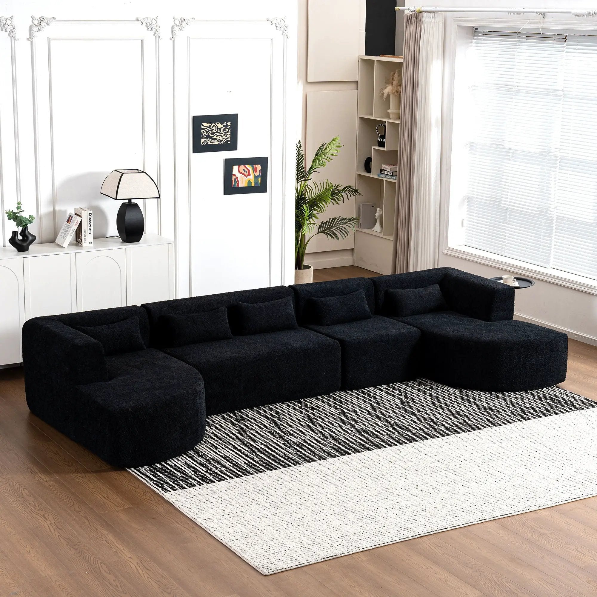 Upholstered Sofa Free Combined Sofa Couch With 2 Chaise Lounge And Five Back Pillows For Living Room by HouseOfZazla