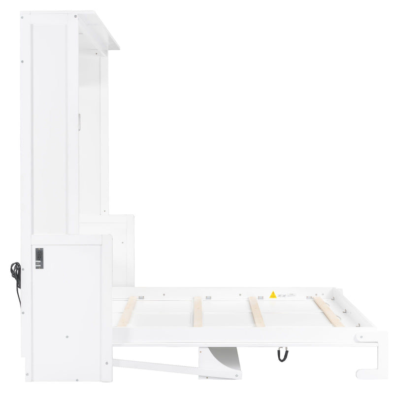 Murphy Bed With Desk, LED Lights & USB Charging Station