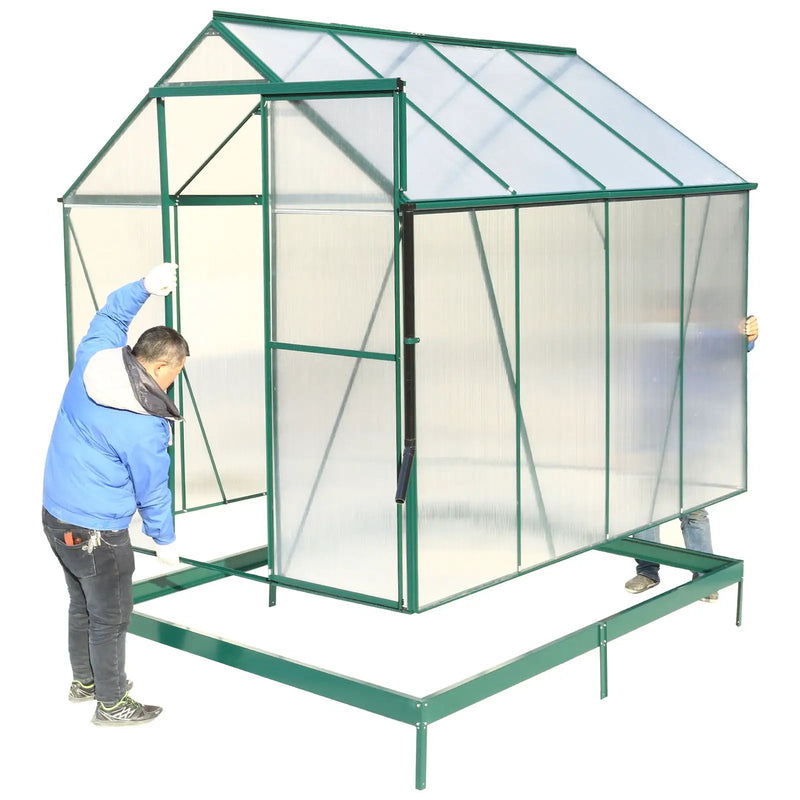 Polycarbonate house, Heavy Duty Outdoor Aluminum Walk-In House Kit With Rain Gutter, Vent And Door For Backyard Garden by HouseOfZazla