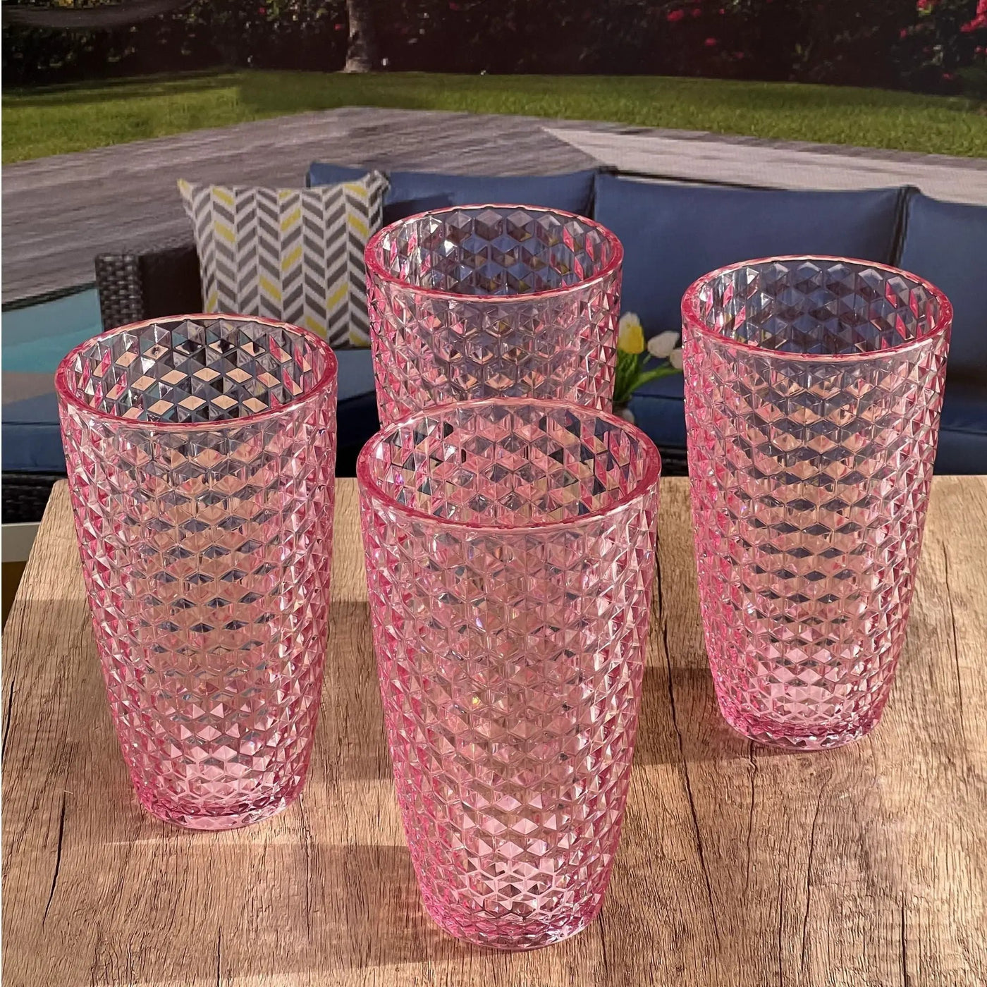 Leading Ware Diamond Cut Acrylic Drinking Glasses (Set of 4) by HouseOfZazla