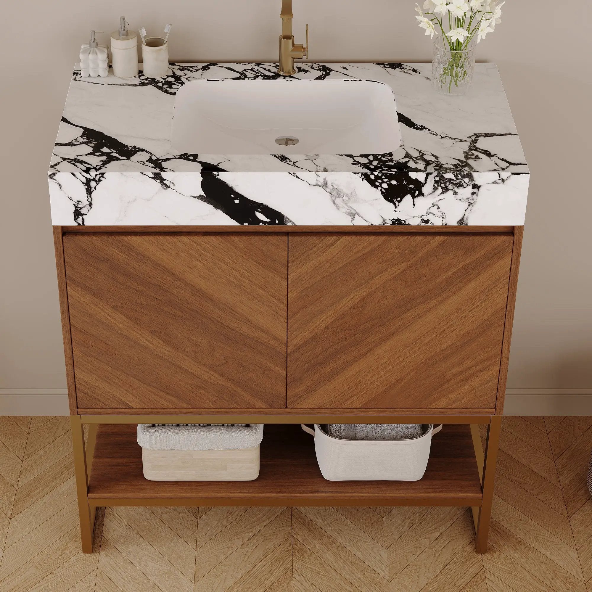 29.9" Modern Free-standing Bathroom Vanity with Ceramic Sink by HouseOfZazla