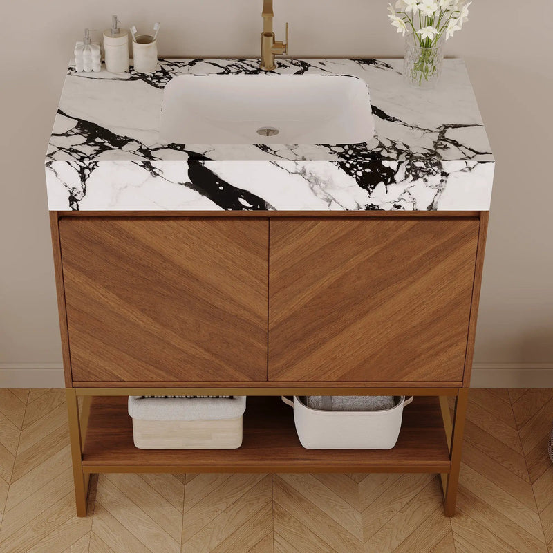 29.9" Modern Free-standing Bathroom Vanity with Ceramic Sink by HouseOfZazla
