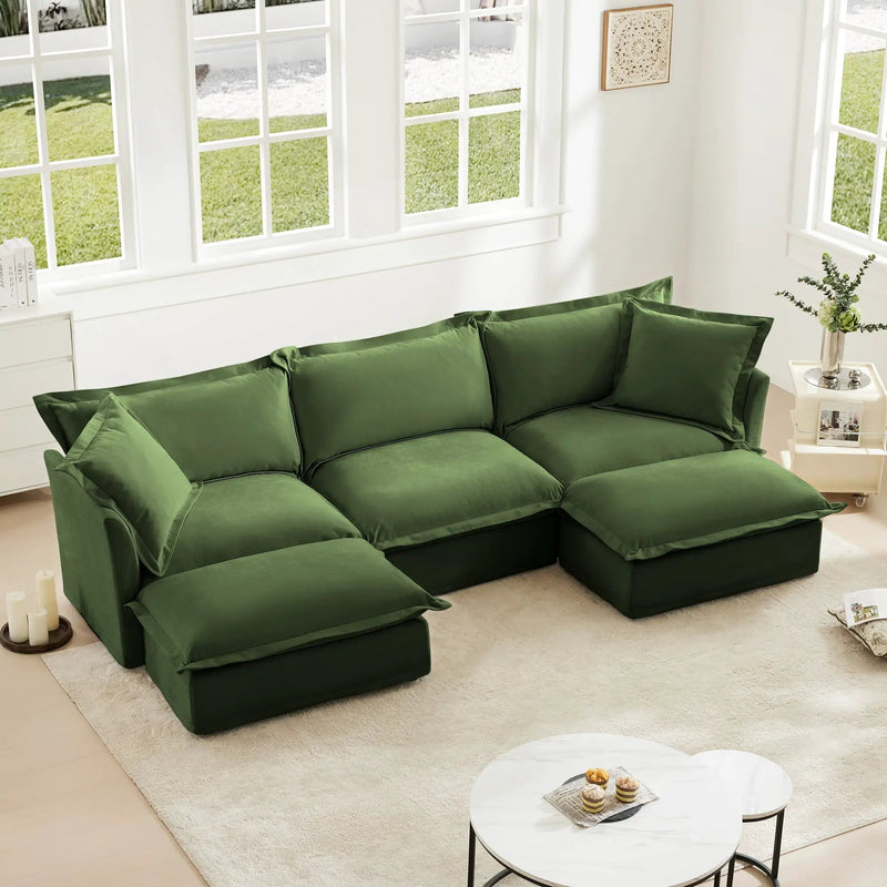Slipcovered U Shape Sectional Deep Seat Sofa by HouseOfZazla