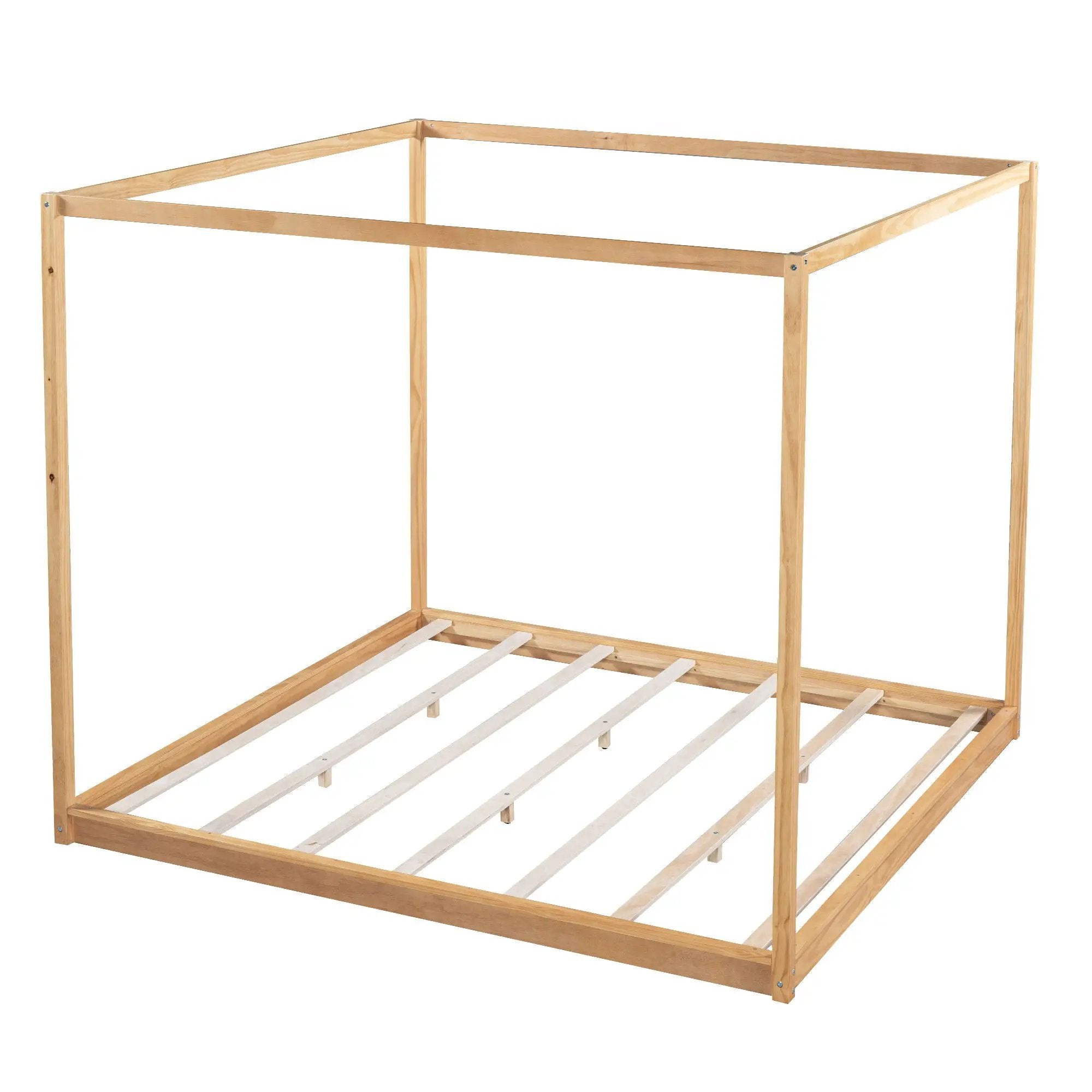 Wood Canopy Platform Bed With Support Legs And Airflow Slats by Unique Piece Furniture