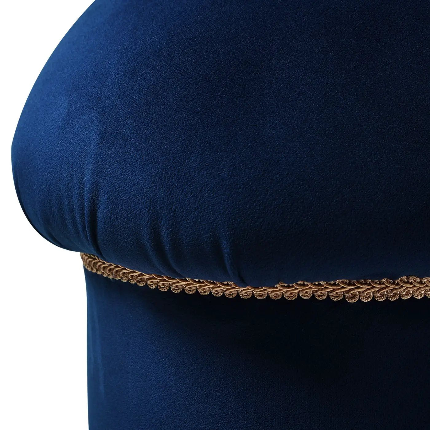 Ellen - Upholstered Clover Ottoman With Gold Bullion Fringe - Navy Blue by Unique Piece Furniture