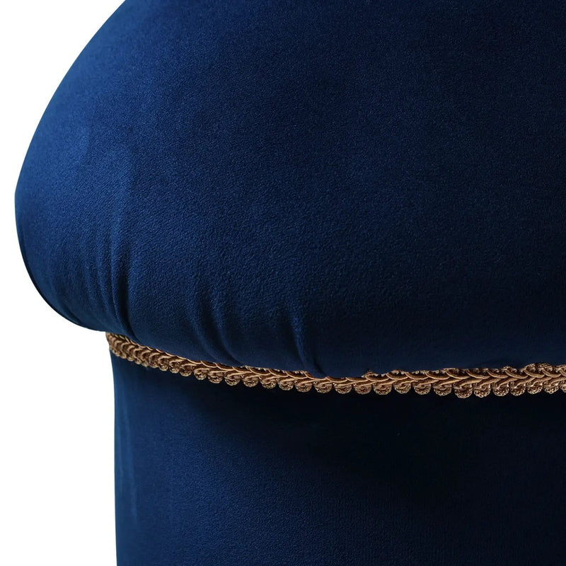 Ellen - Upholstered Clover Ottoman With Gold Bullion Fringe - Navy Blue by Unique Piece Furniture