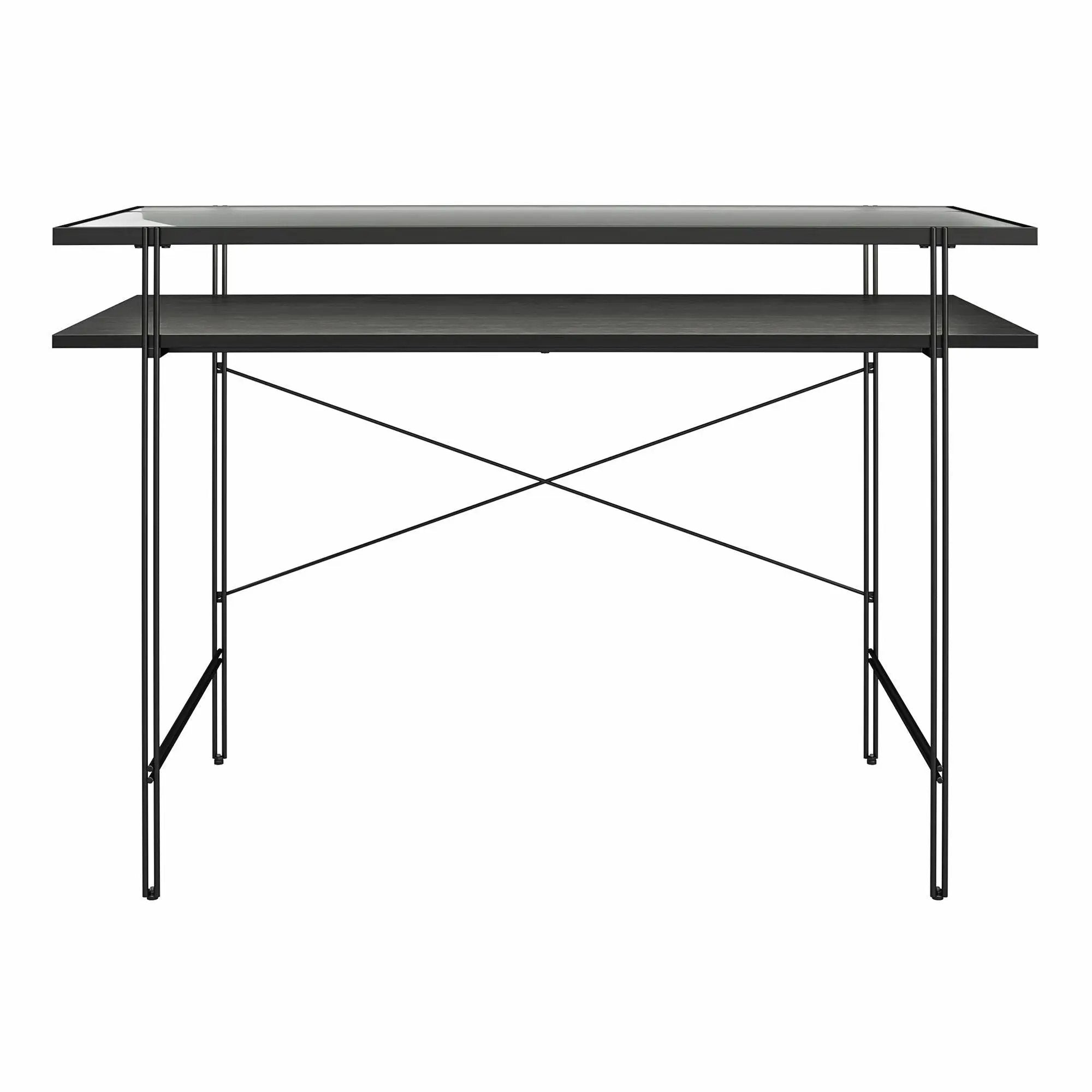 Vance - Computer Desk With Fluted Glass Desktop - Black by Unique Piece Furniture