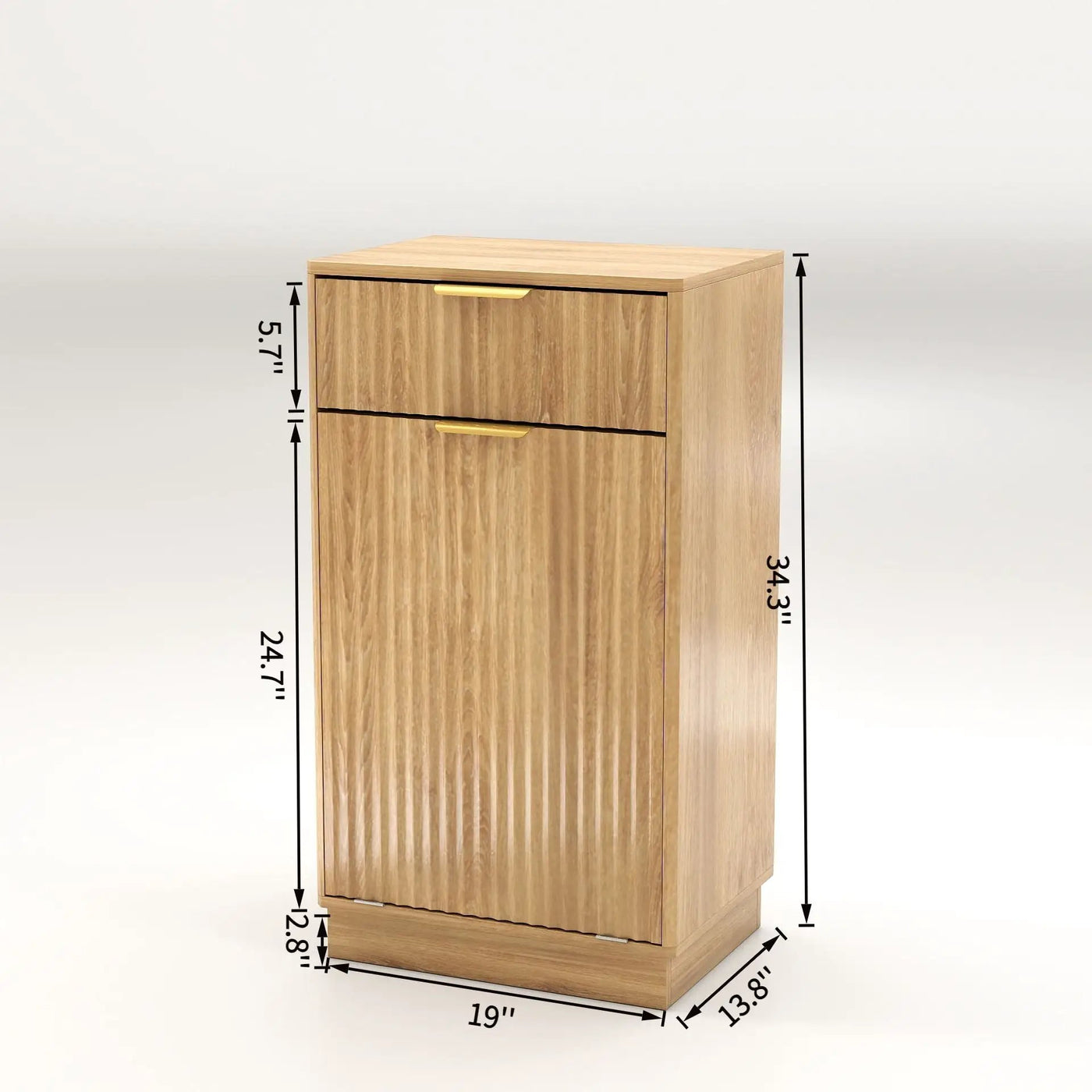 Tilt Out Trash Can Cabinet With Wave Textured Drawer & Pull Out Bin by HouseOfZazla