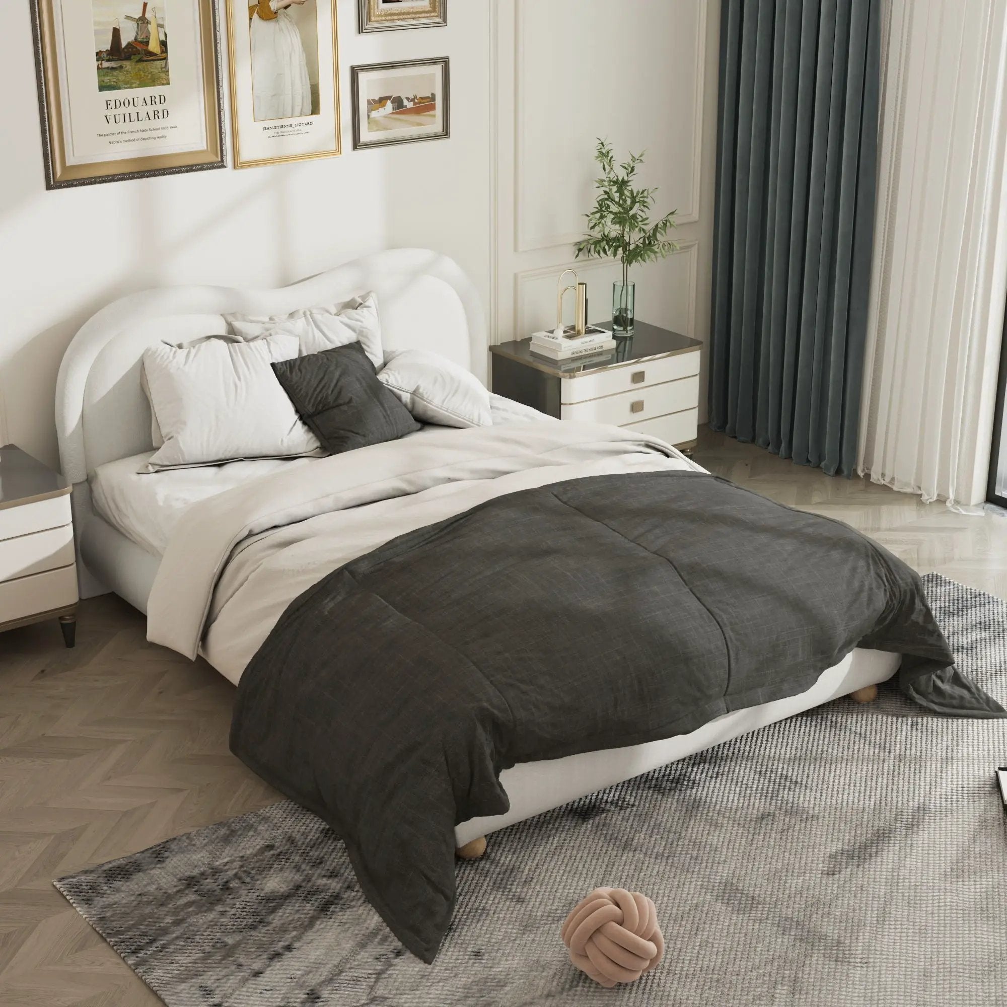 Upholstered Platform Bed Frame With Curved Headboard by HouseOfZazla