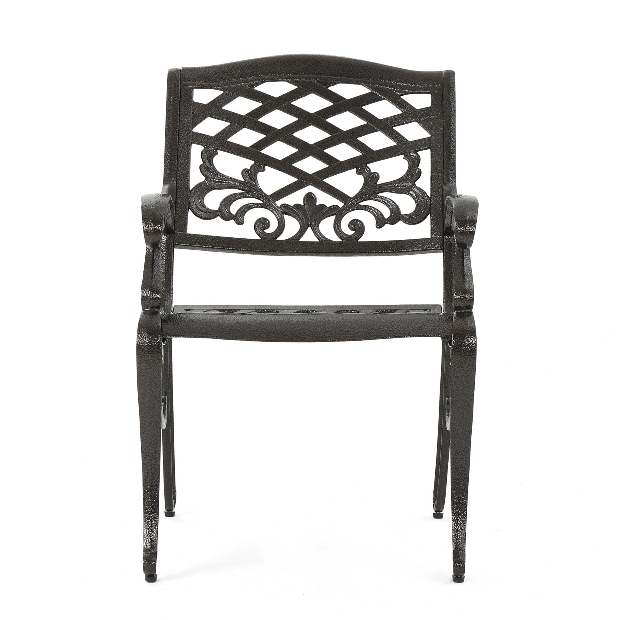 Luminea Outdoor Aluminum Dining Chair with Scroll Design, Bronze by HouseOfZazla