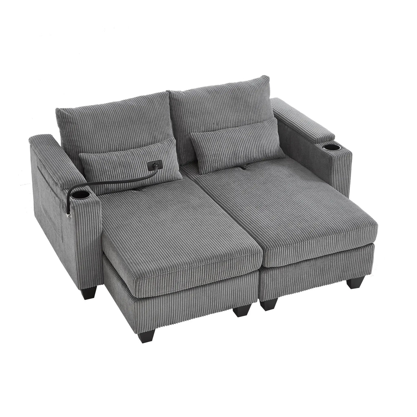 Convertible Chaise Lounge Sofa Chair With USB Ports, Cup Holders, Phone Holder And Storage by Unique Piece Furniture