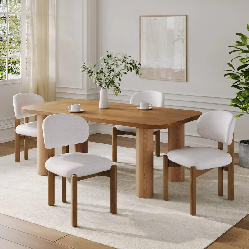 Beige Upholstered Mid-Century Dining Chair by HouseOfZazla