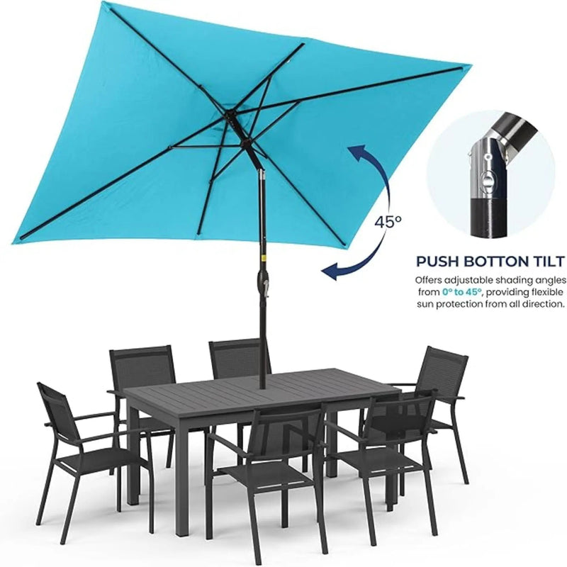 Rectangular Patio Umbrella With Crank Tilt, Polyester UV-Resistant Canopy by HouseOfZazla