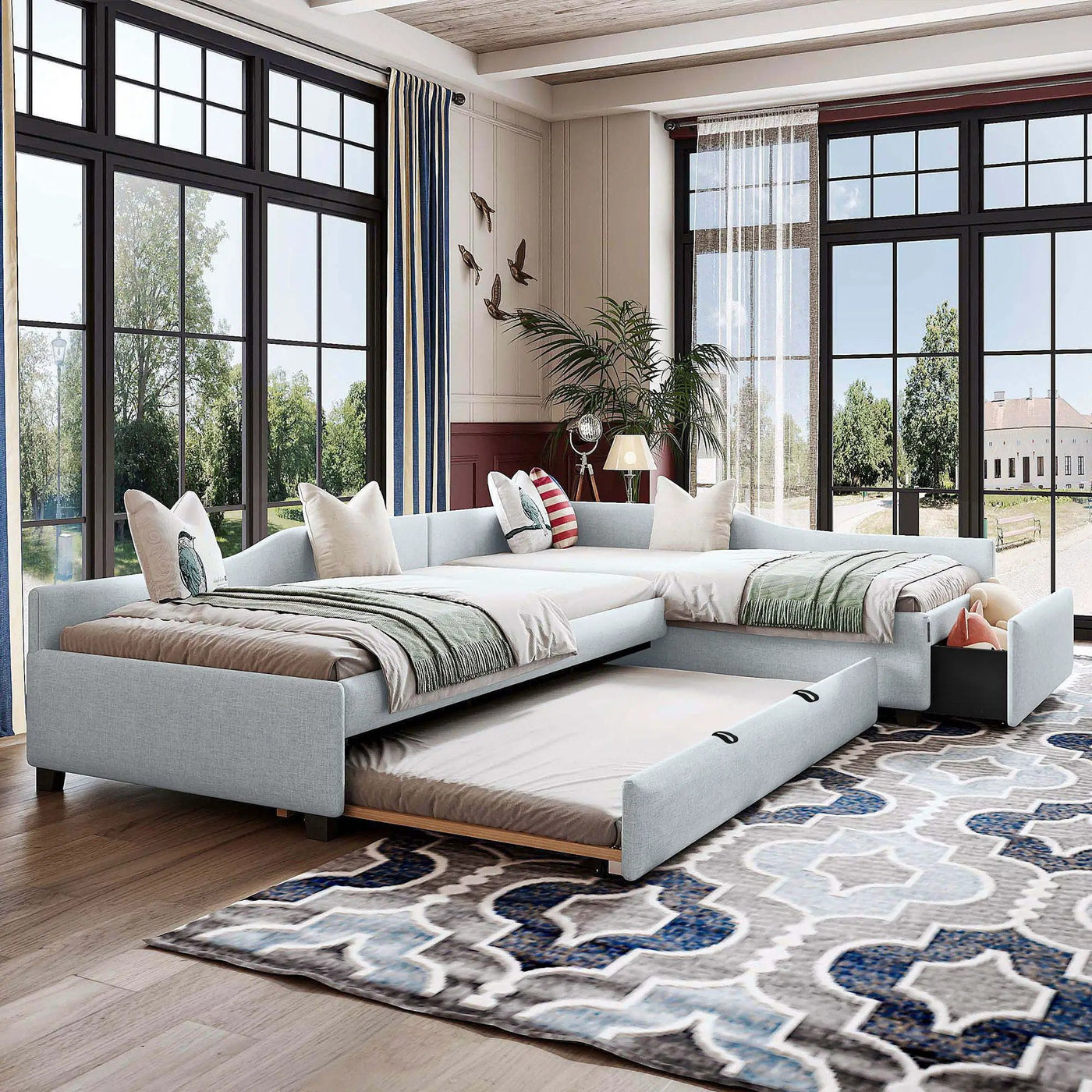 Upholstered Double Daybed With Trundle And Drawer by HouseOfZazla
