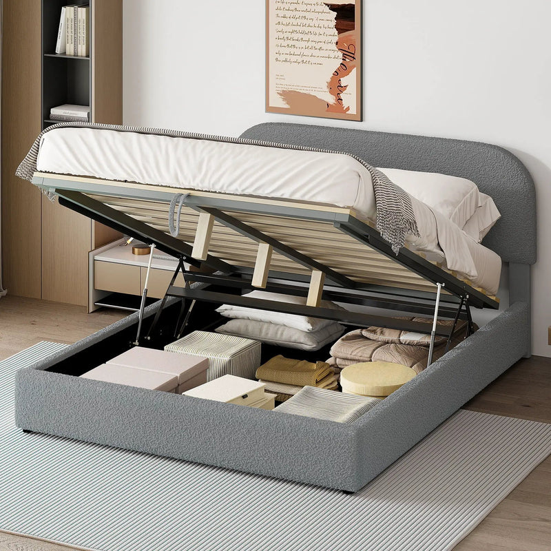 Upholstered Platform Bed With Hydraulic Storage System by Unique Piece Furniture