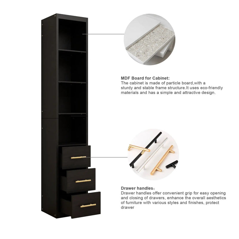 85.04" Tall Storage Cabinet with Drawer and Shelves by HouseOfZazla