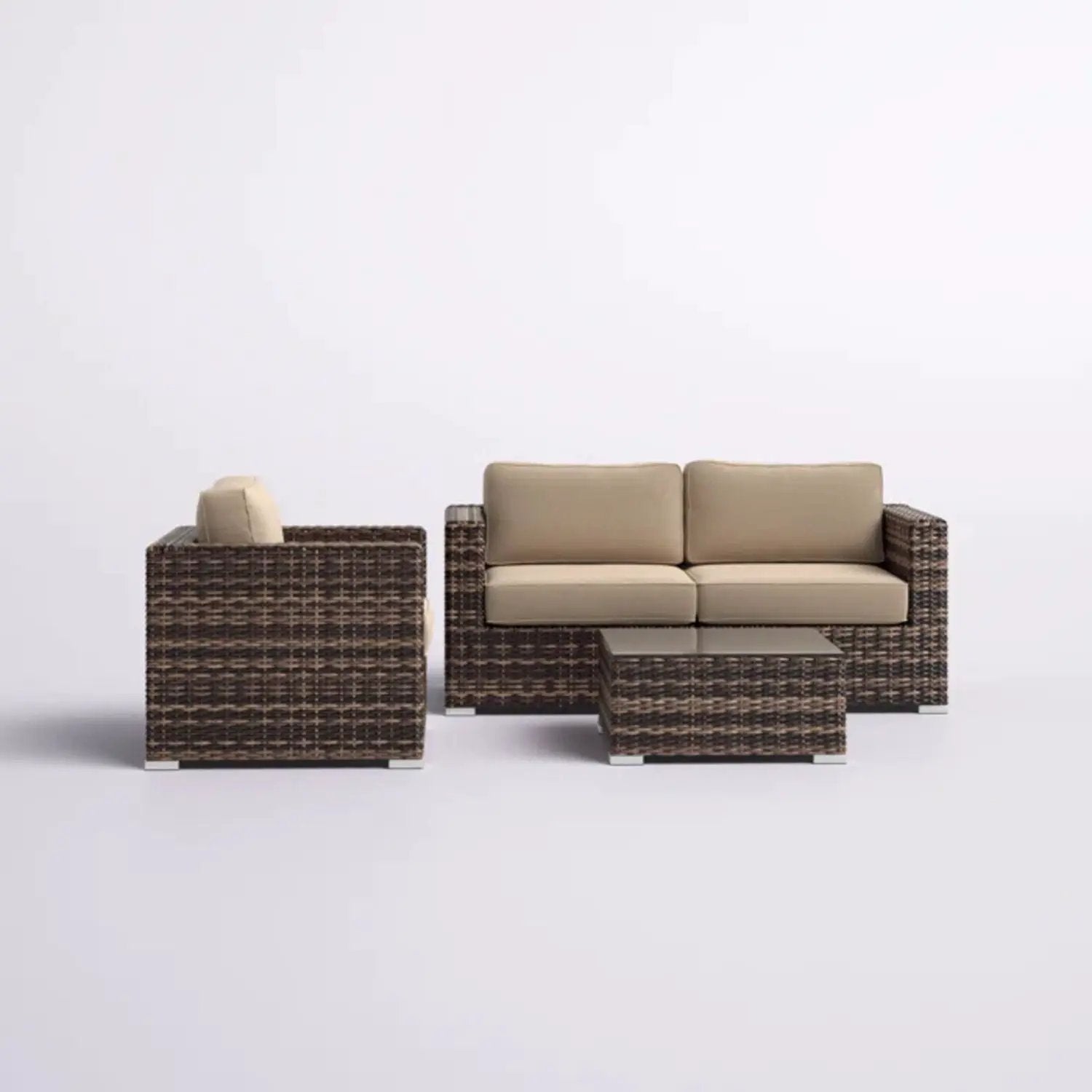 Modern Style Hdpe Wicker Seating Group With Cushions For 3 People In Brown Finish by Unique Piece Furniture