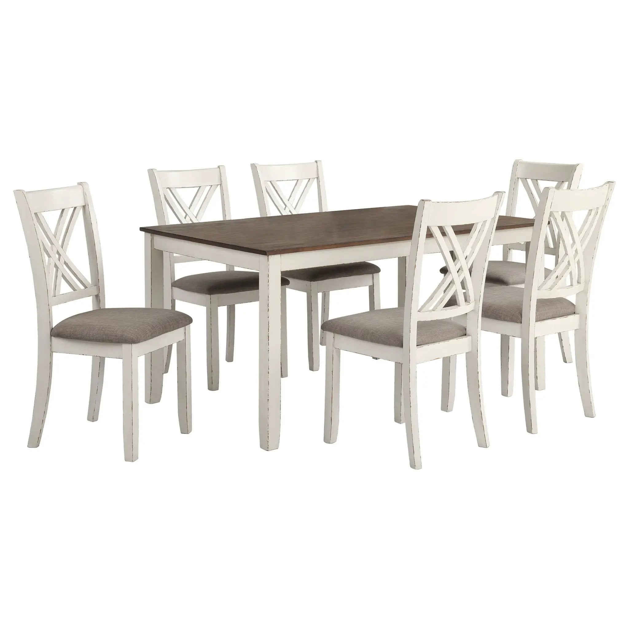 Fortress 7-piece Rectangular Dining Set Vintage Vanilla by Unique Piece Furniture