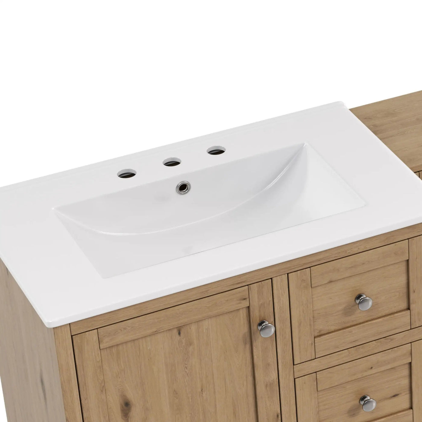 Double Sink Bathroom Vanity With Countertop, 2 Ceramic Sinks, 6 Drawers by HouseOfZazla