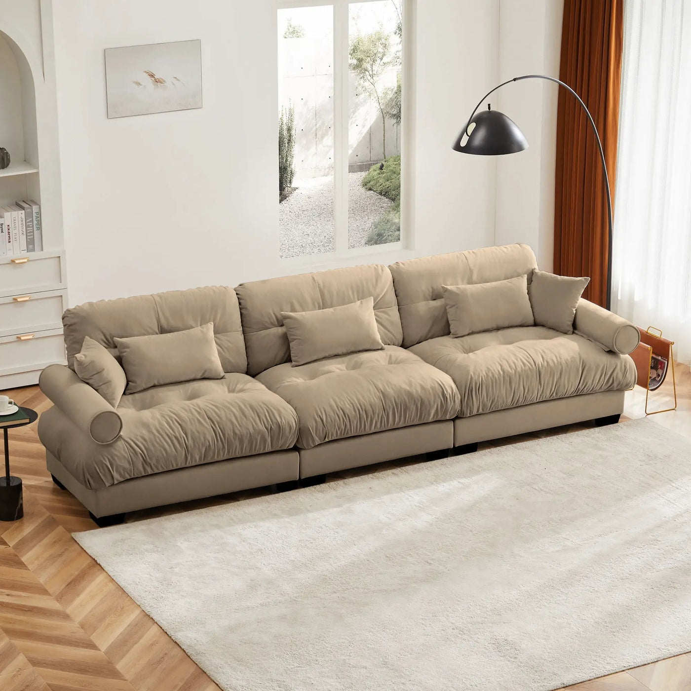 Modern Oversize Sofa With Cloud Like Comfort, Featuring Waist And Throw Pillows by HouseOfZazla