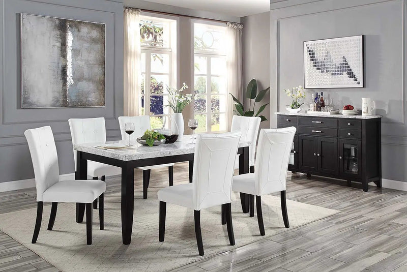 Hussein - Side Chair (Set of 2) - White Synthetic Leather & Black by Unique Piece Furniture