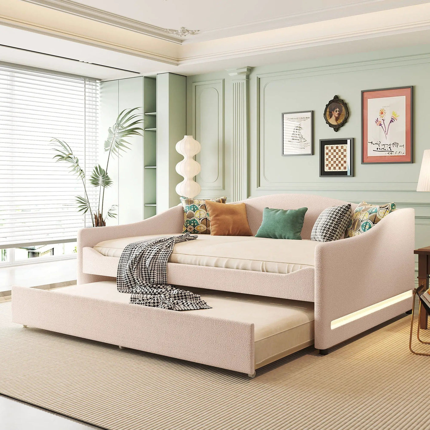 Upholstered Daybed With Light And Trundle by Unique Piece Furniture