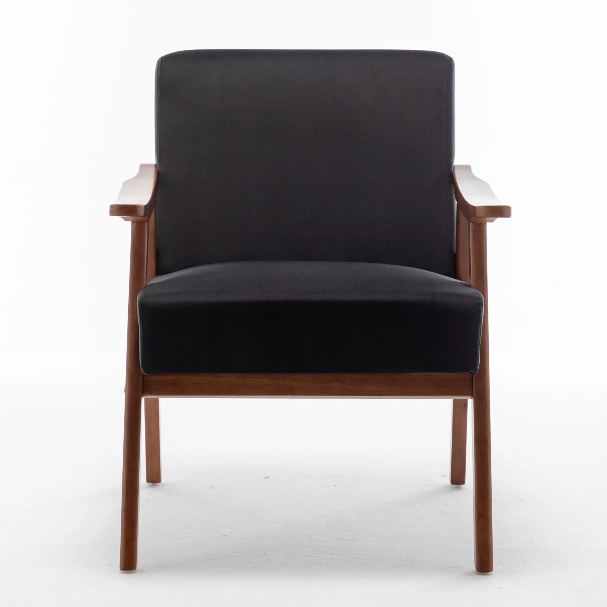 Mid Century Modern Accent Chair With Solid Wood Frame And Extra Thick Backrest by HouseOfZazla