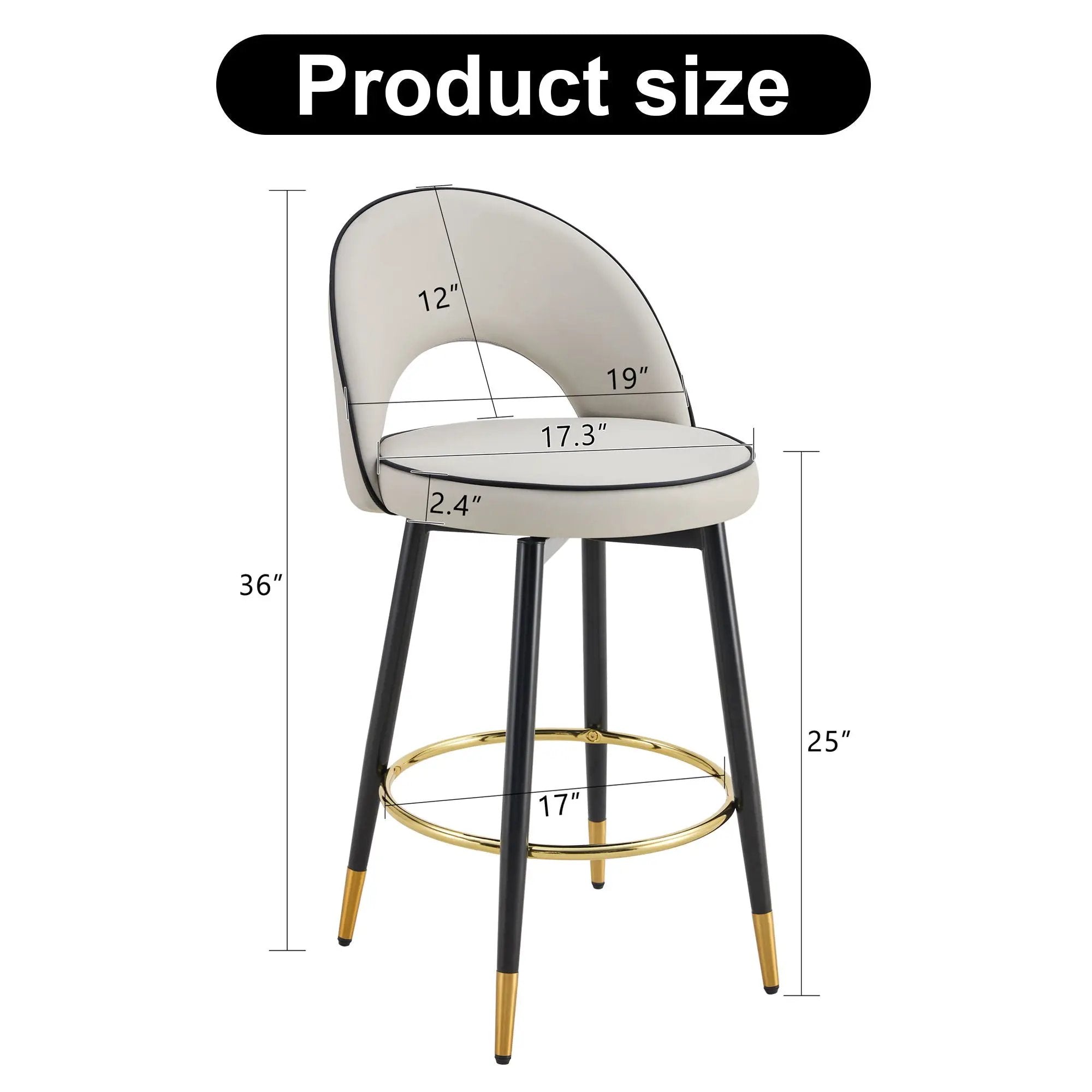 Modern Upholstered 360° Rotatable Bar Chair With Metal Legs For Dining Room (Set of 2) by HouseOfZazla
