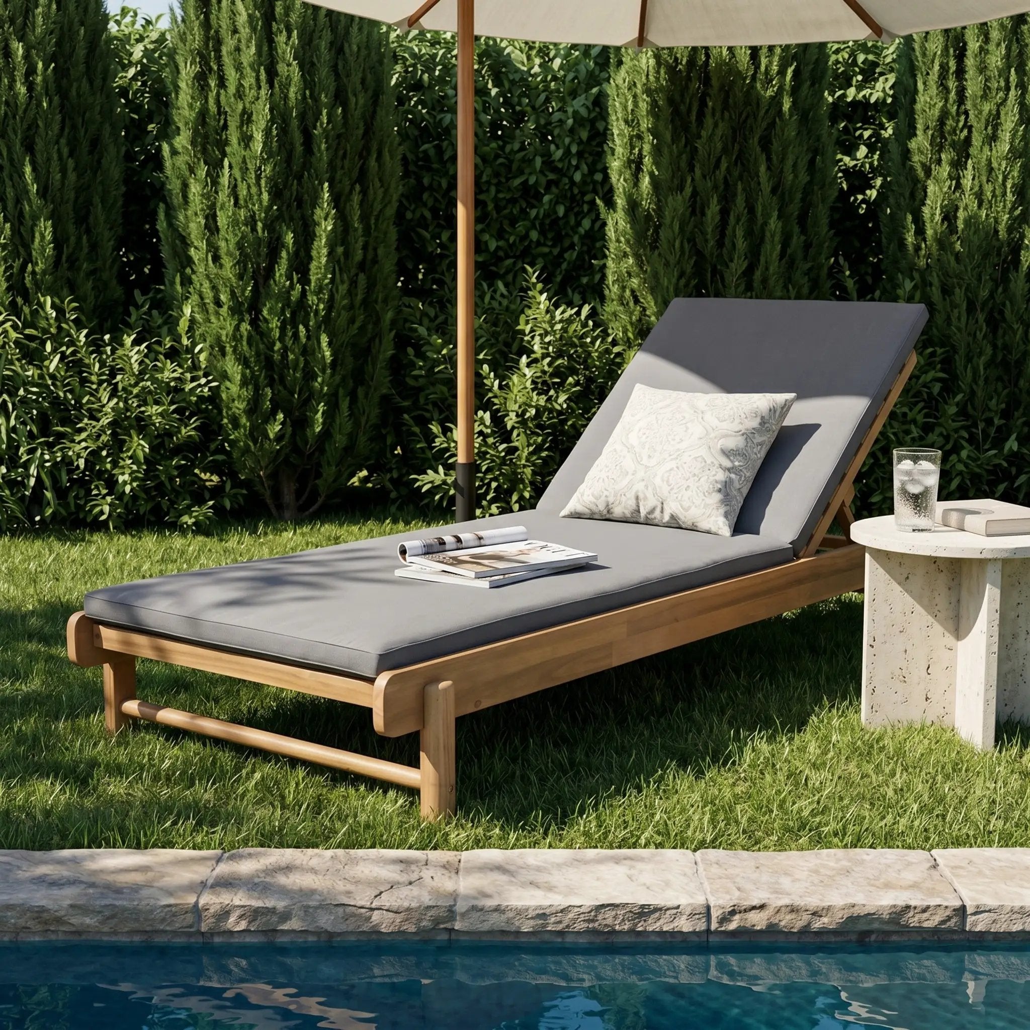 Light Teak Acacia Wood Chaise Lounge Set by HouseOfZazla