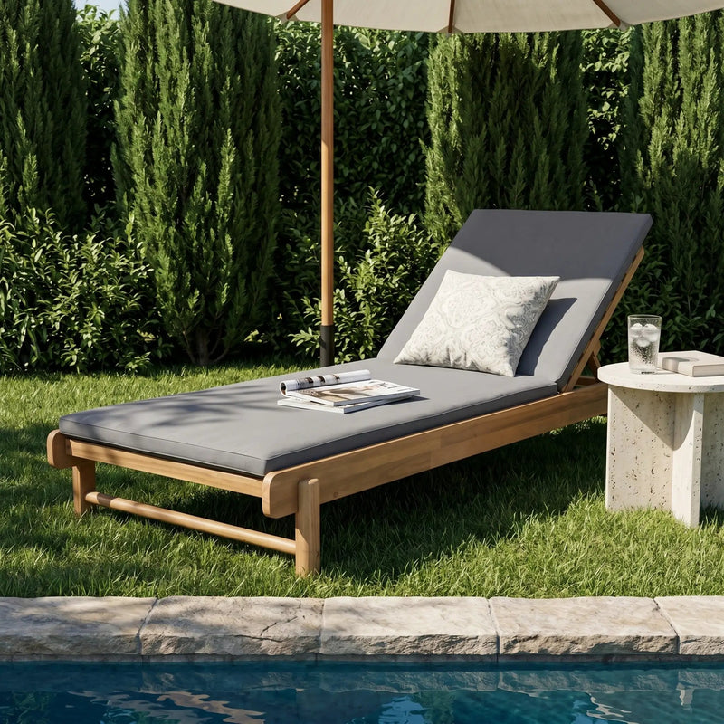 Light Teak Acacia Wood Chaise Lounge Set by HouseOfZazla
