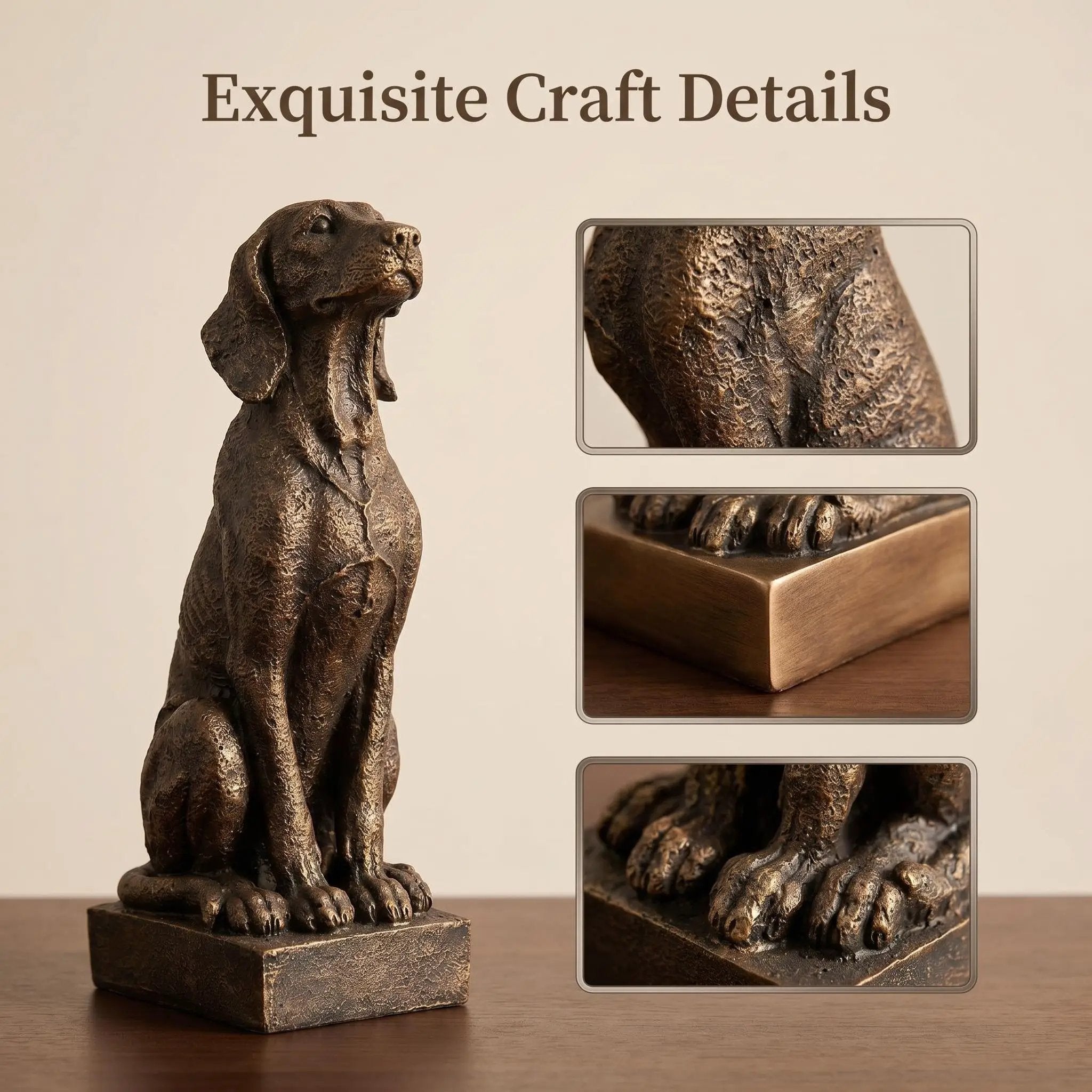 Vintage Bronze Sitting Hound Dog Statue by HouseOfZazla