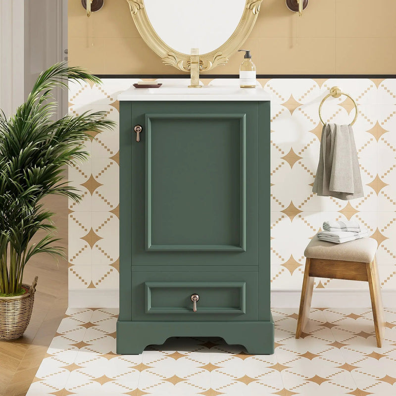 Bathroom Vanity With Sink, Soft Close Door, Adjustable U-Shaped Shelf