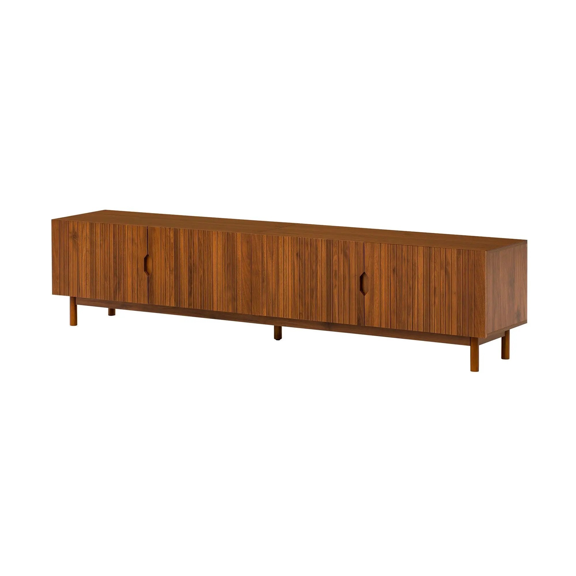TV Stand With Legs, Media Console, 4 Cabinets For Living Room - Natural Wood by Unique Piece Furniture