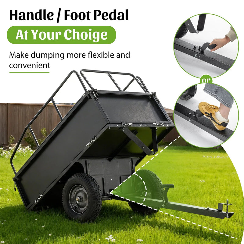600LBS Heavy Duty Steel Dump Cart Trailer, 17 Cu.Ft. by HouseOfZazla