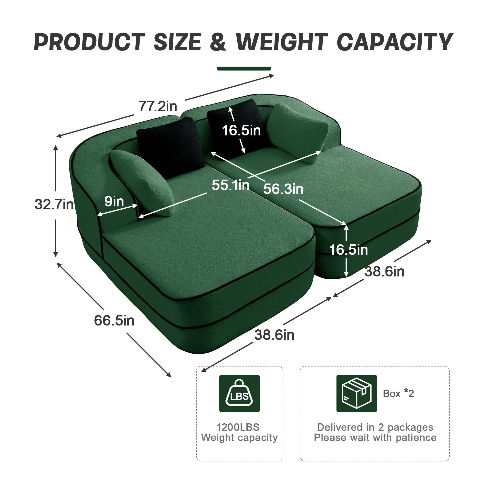 77.2" Teddy Fabric Modular Sofa by HouseOfZazla