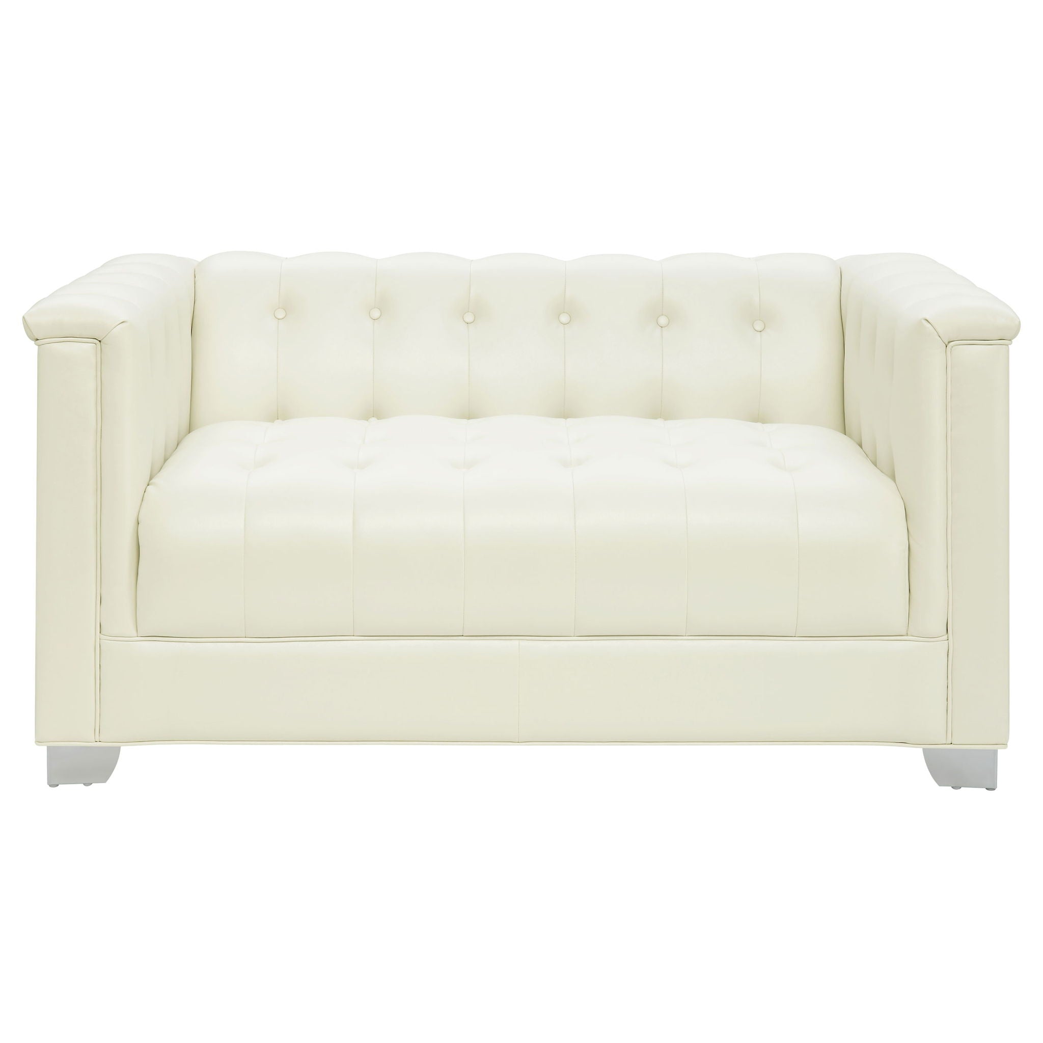 Earline - Upholstered Track Arm Loveseat - White by HouseOfZazla